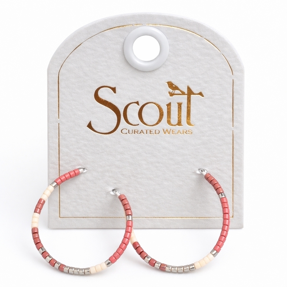 SCOUT Chromacolor Miyuki Blush Silver Small Hoop Earrings  - New With Tag